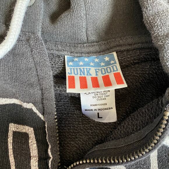 Junk Food Raiders Throwback Full Zip Hoodie Vintage Wash NFL Y2K Unisex L - Picture 3 of 9